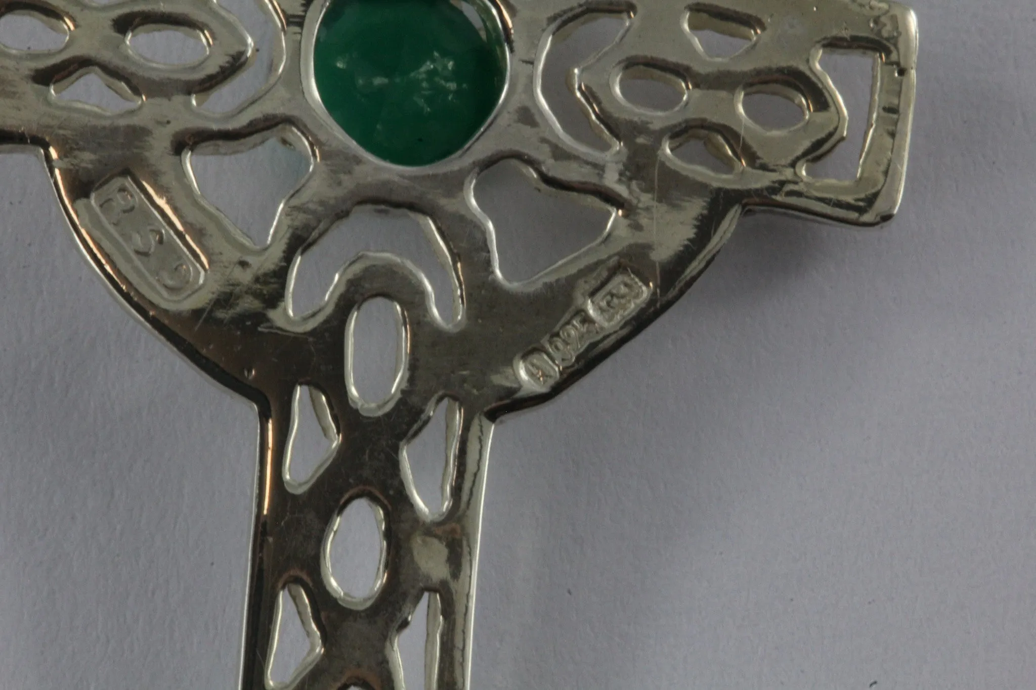 Sterling Silver & Emerald Irish Cross