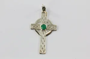 Sterling Silver & Emerald Irish Cross