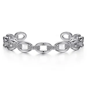 Sterling Silver Bujukan Oval Link Cuff Bracelet