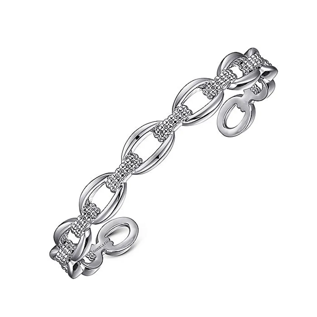 Sterling Silver Bujukan Oval Link Cuff Bracelet