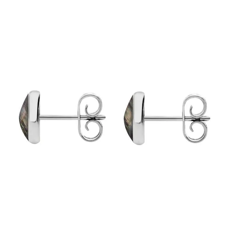Sterling Silver Dark Mother of Pearl 6mm Classic Medium Round Stud Earrings
