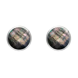 Sterling Silver Dark Mother of Pearl 6mm Classic Medium Round Stud Earrings