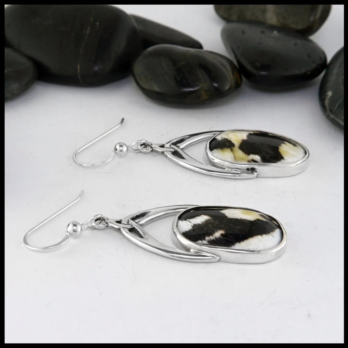 Sterling Silver Drop Earrings with Shell