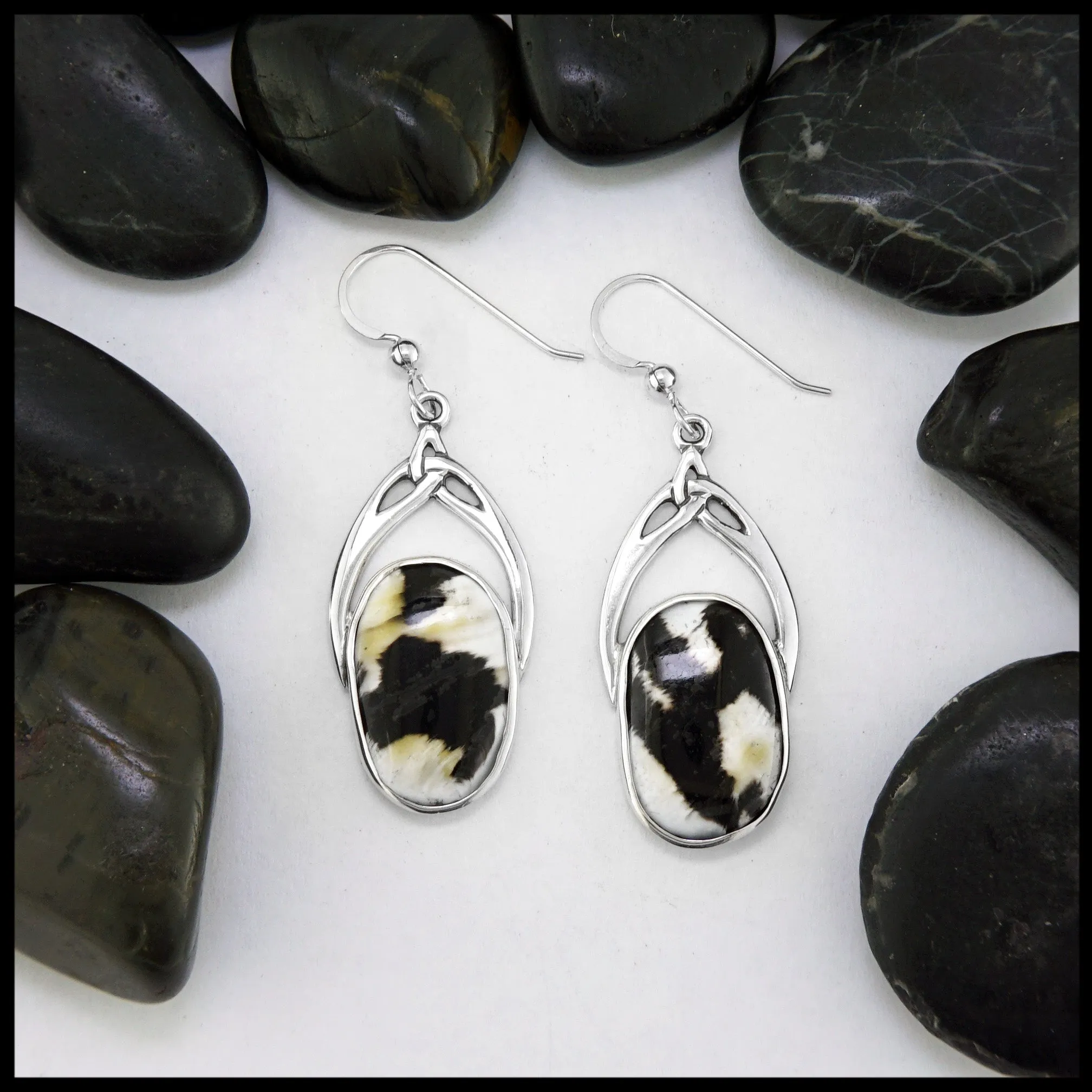 Sterling Silver Drop Earrings with Shell