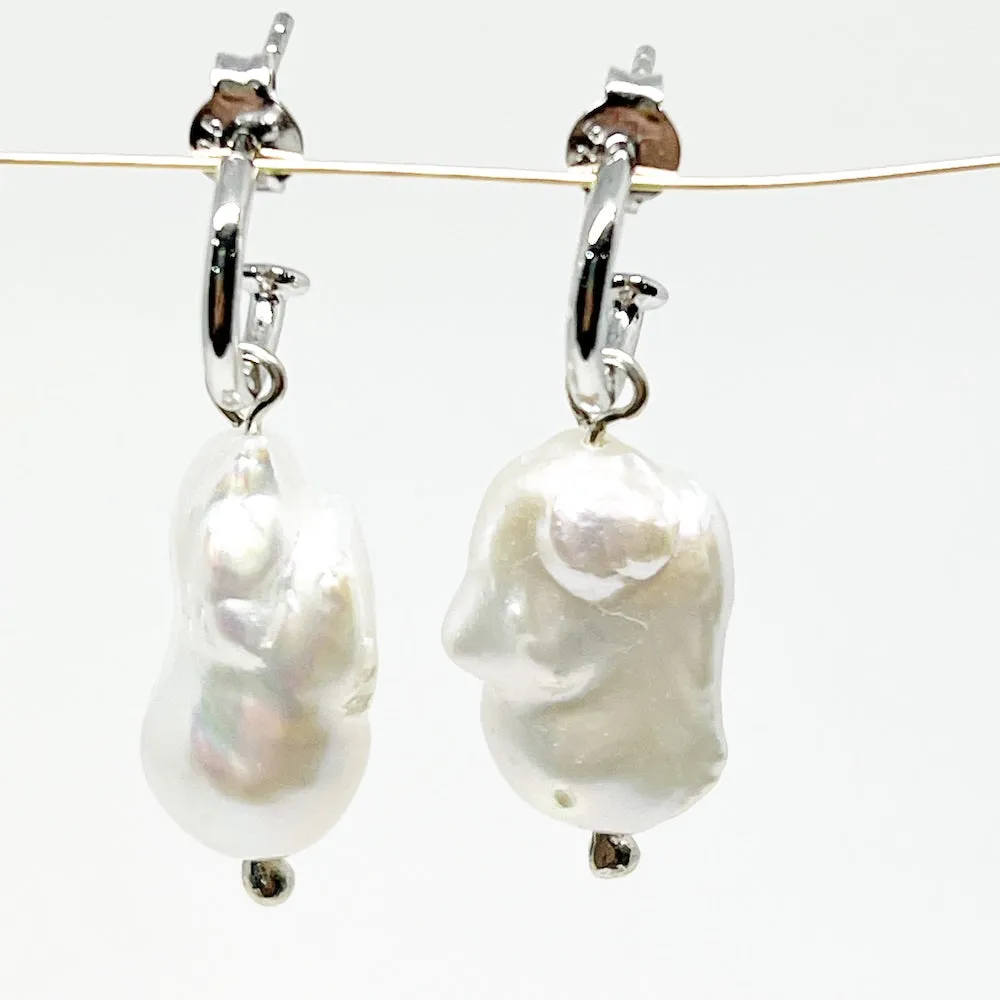 Sterling silver Earrings of freshwater baroque pearls
