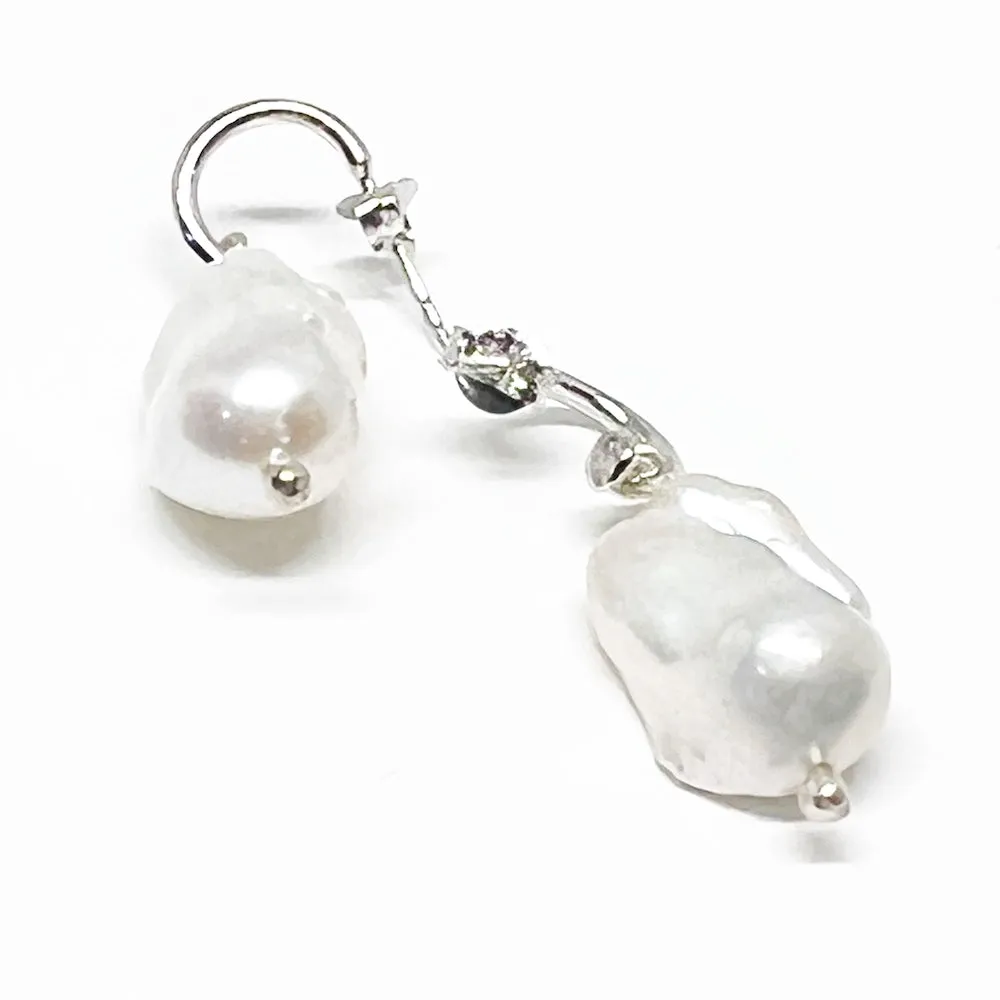Sterling silver Earrings of freshwater baroque pearls