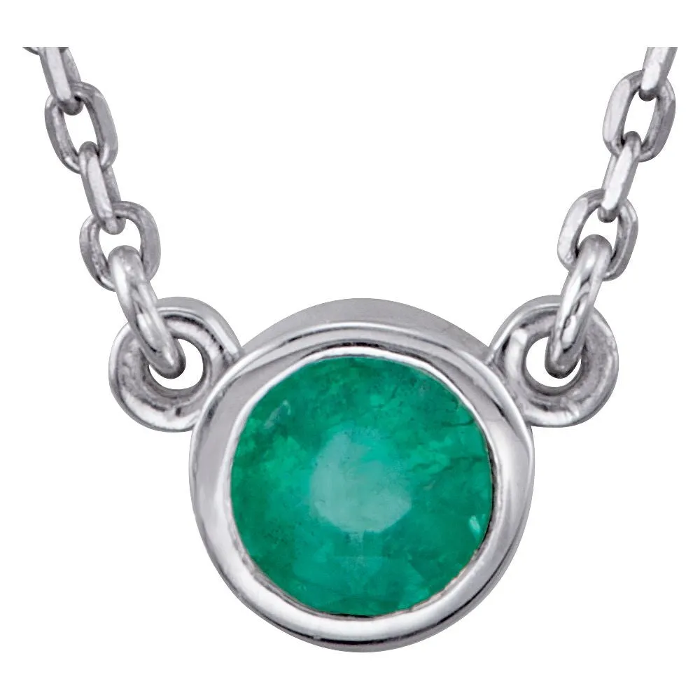 Sterling Silver Emerald Bezel 16" Necklace