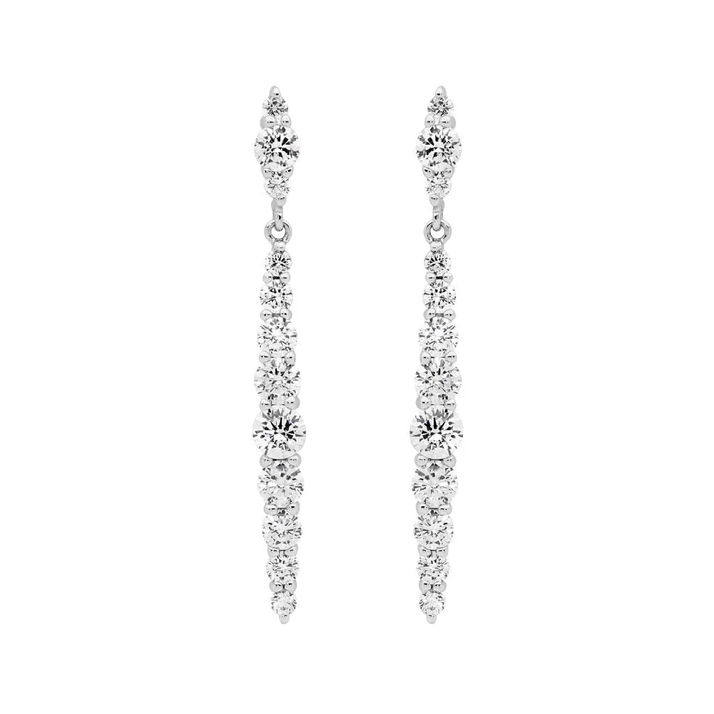 Sterling Silver Gradual Drop Earrings with Cubic Zirconias E579S
