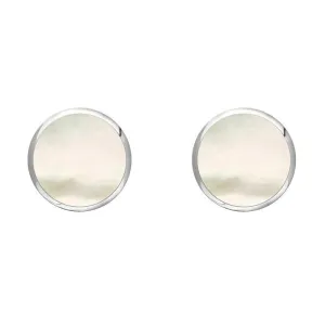 Sterling Silver White Mother of Pearl 6mm Classic Medium Round Stud Earrings