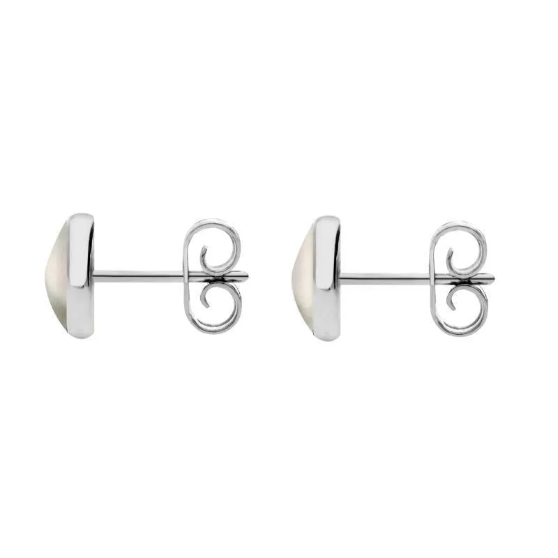 Sterling Silver White Mother of Pearl 6mm Classic Medium Round Stud Earrings