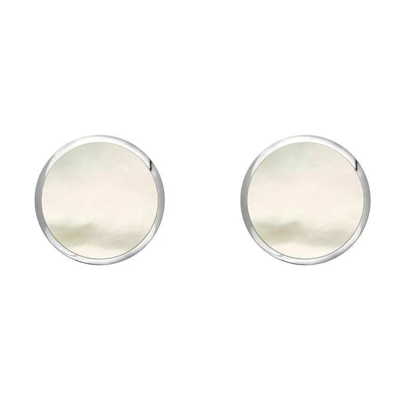 Sterling Silver White Mother of Pearl 6mm Classic Medium Round Stud Earrings