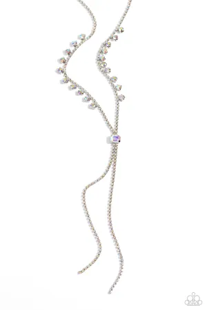 Synchronized SHIMMER - Multi - Iridescent Rhinestone Paparazzi Long Necklace