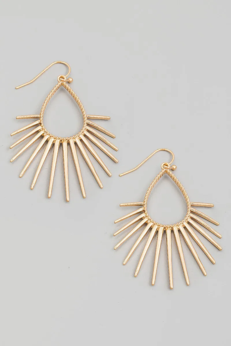 Teardrop Cutout Fringe Drop Earrings