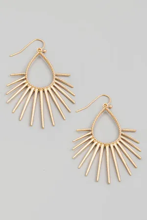Teardrop Cutout Fringe Drop Earrings