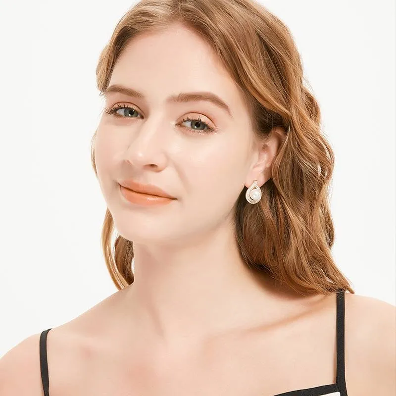 Teardrop Pearl Baguette Crystal Earrings