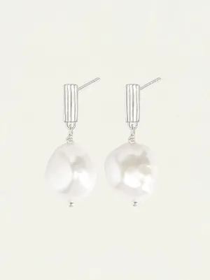 Temple of the Sun - Baroque Pearl Earrings - Silver