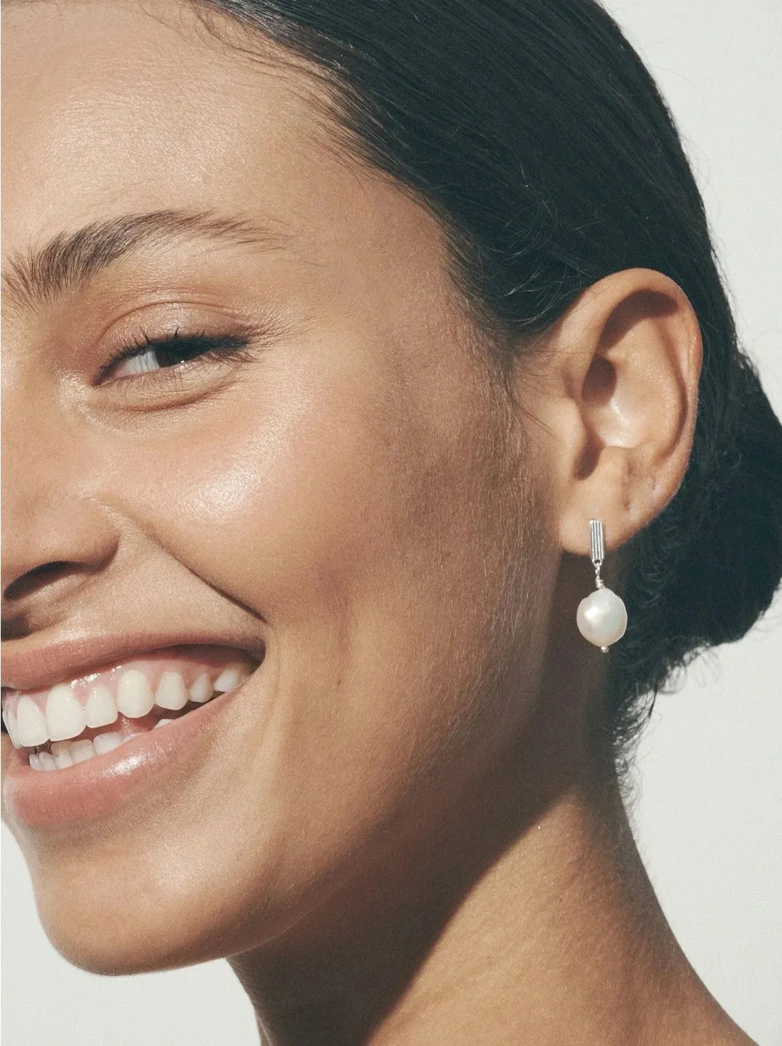 Temple of the Sun - Baroque Pearl Earrings - Silver