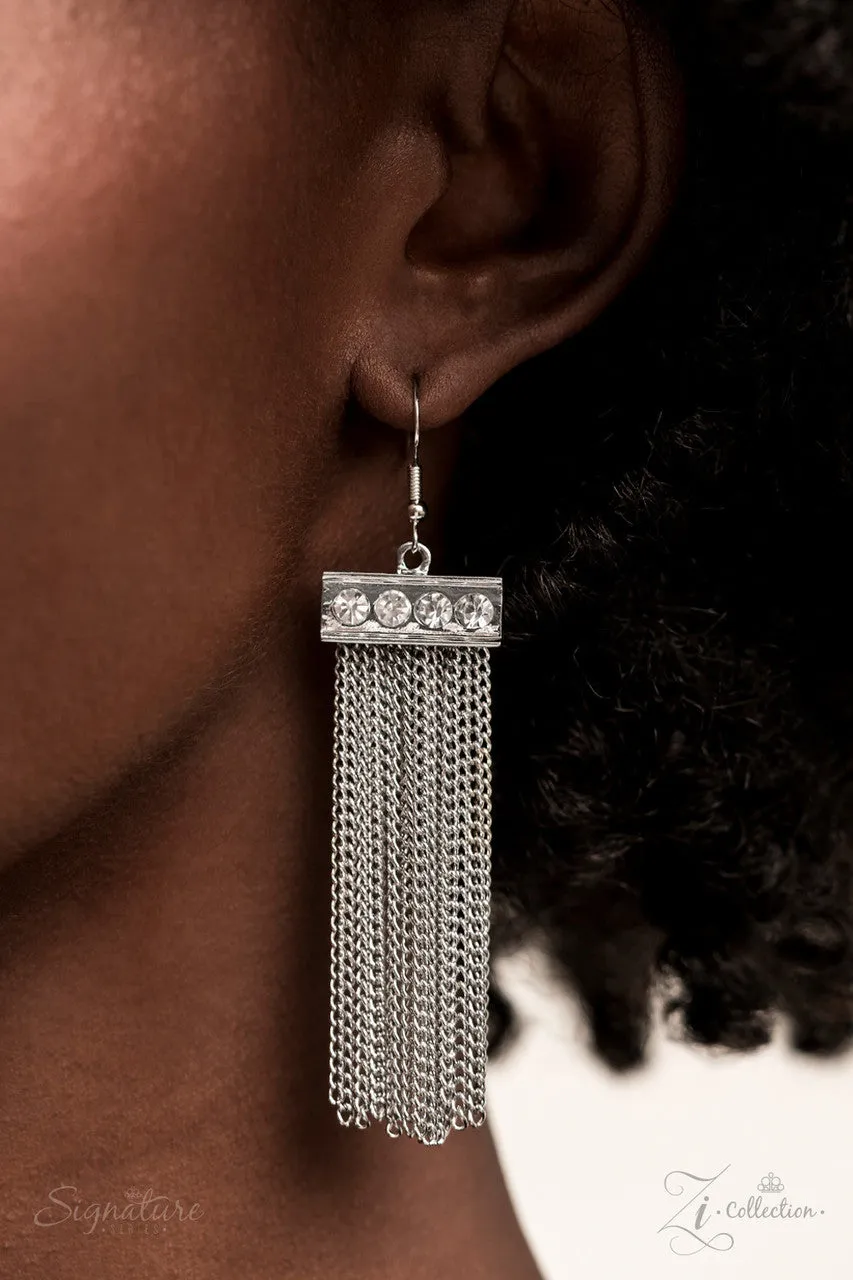 The Hope - 2022 Zi Collection - Hematite Square Gem Silver Fringe Statement Paparazzi Necklace