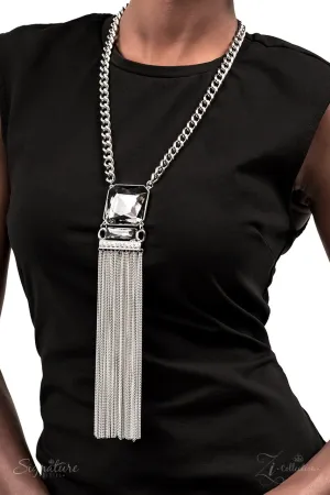 The Hope - 2022 Zi Collection - Hematite Square Gem Silver Fringe Statement Paparazzi Necklace