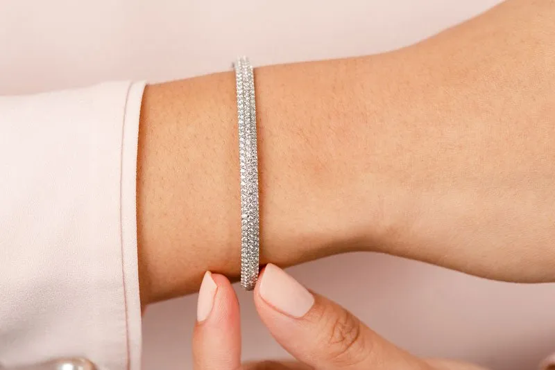 Three Row Pave Diamond Bangle with 3.19 ct.(finished) 1.7mm