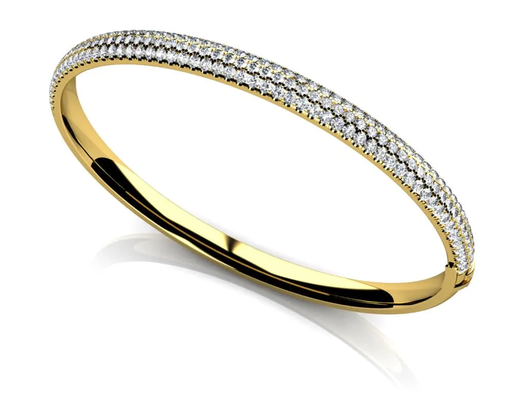 Three Row Pave Diamond Bangle with 3.19 ct.(finished) 1.7mm