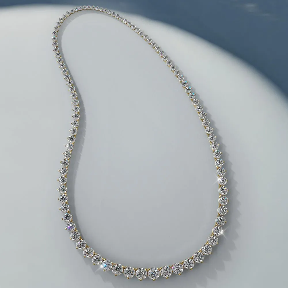 Timeless Three Prong Diamond Tennis Diamond Necklace with 10.00 ct.(finished)