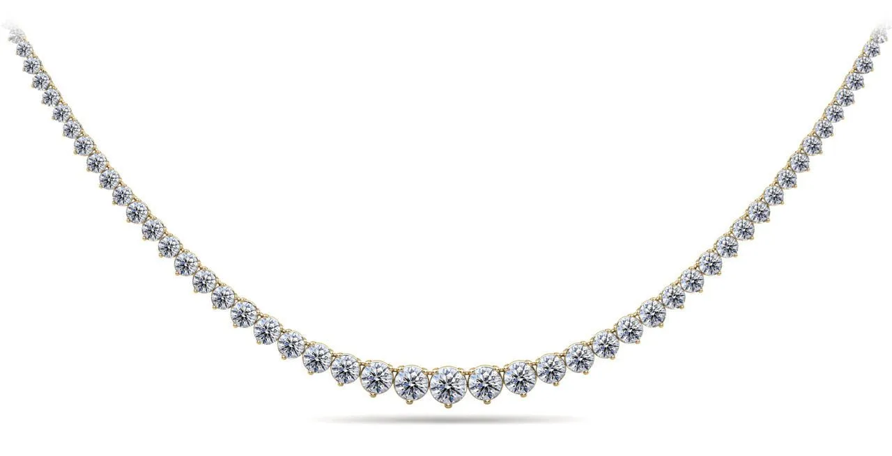 Timeless Three Prong Diamond Tennis Diamond Necklace with 10.00 ct.(finished)