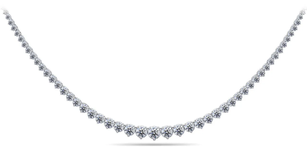 Timeless Three Prong Diamond Tennis Diamond Necklace with 10.00 ct.(finished)