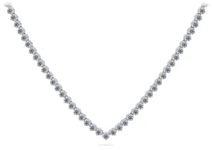 Timeless Three Prong Riviera V Neck Lab-Grown Diamond Necklace with 19.57 ct.(finished) 3.7mm