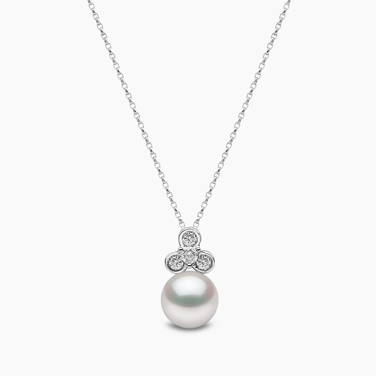 Trend 18K Gold Diamond Motif and Freshwater Pearl Earring and Pendant Set