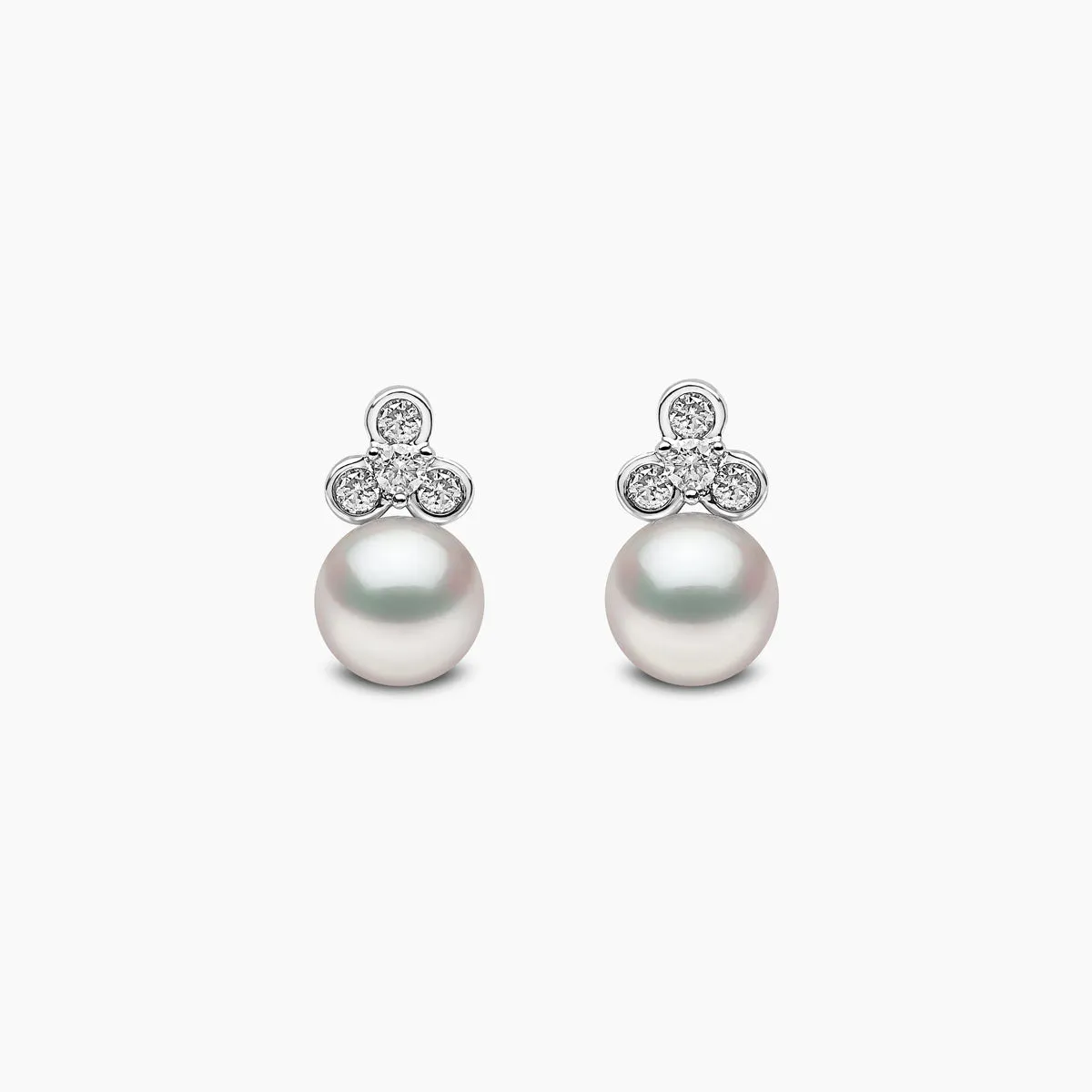 Trend 18K Gold Diamond Motif and Freshwater Pearl Earring and Pendant Set