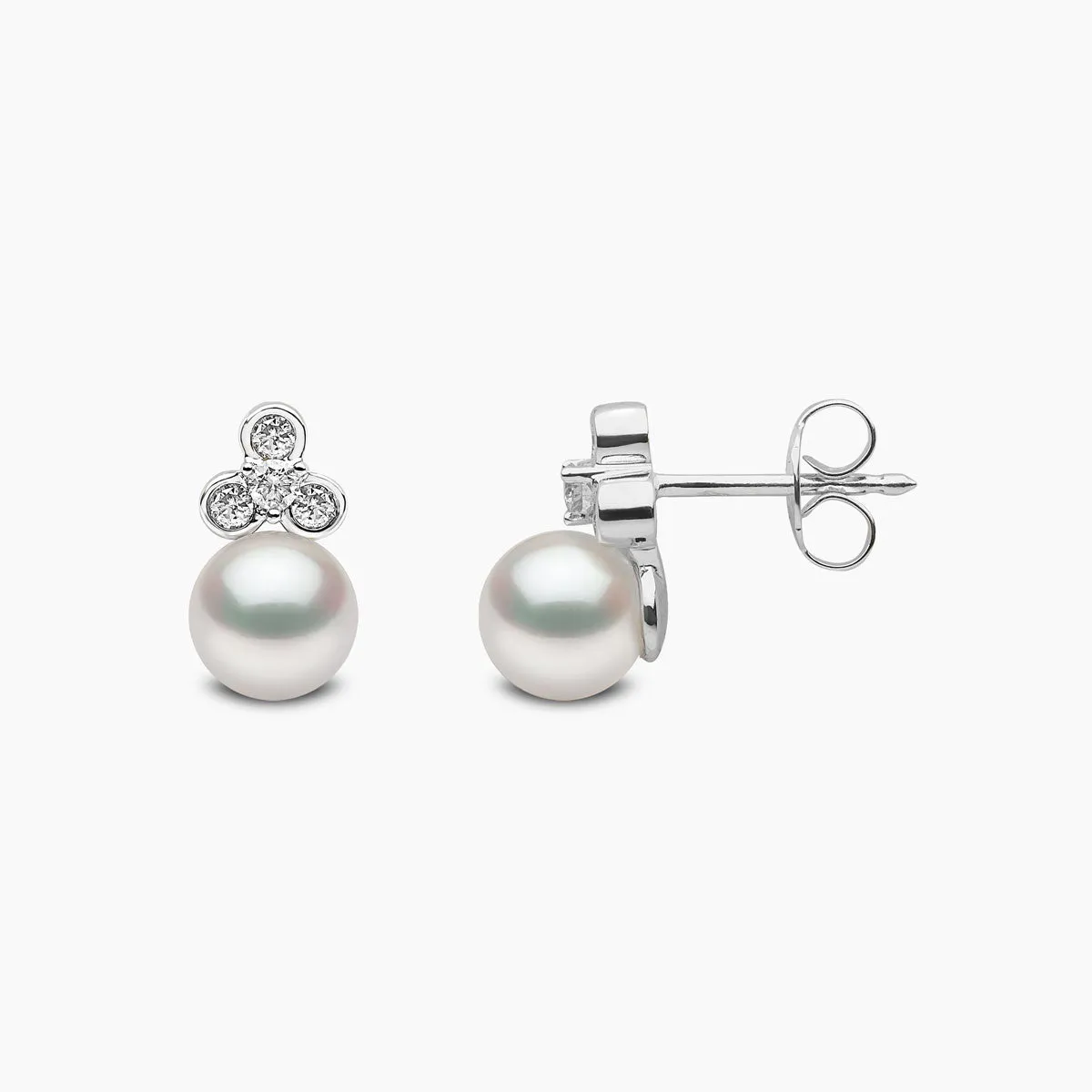 Trend 18K Gold Diamond Motif and Freshwater Pearl Earring and Pendant Set