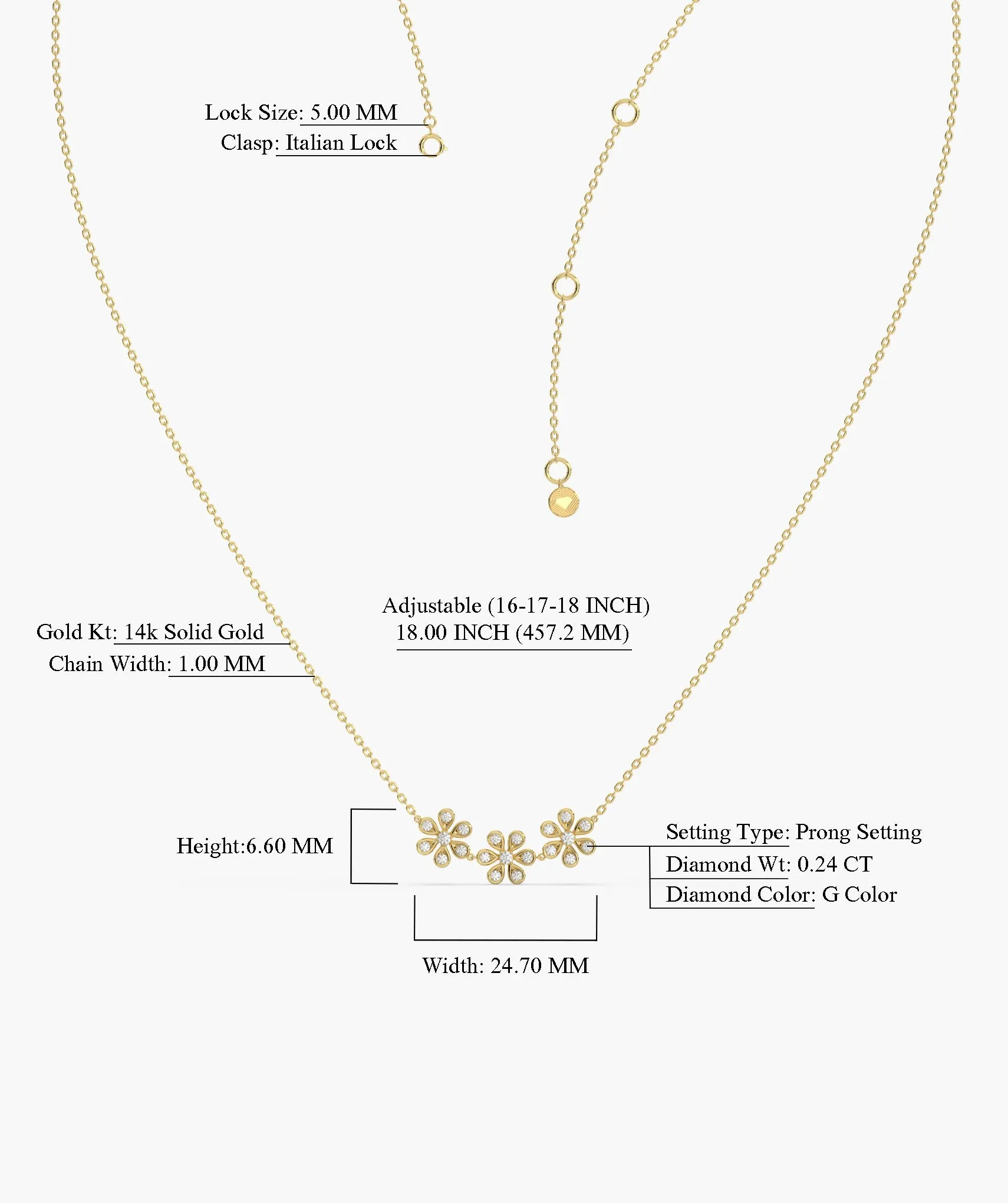 Triple Flower Diamond Necklace