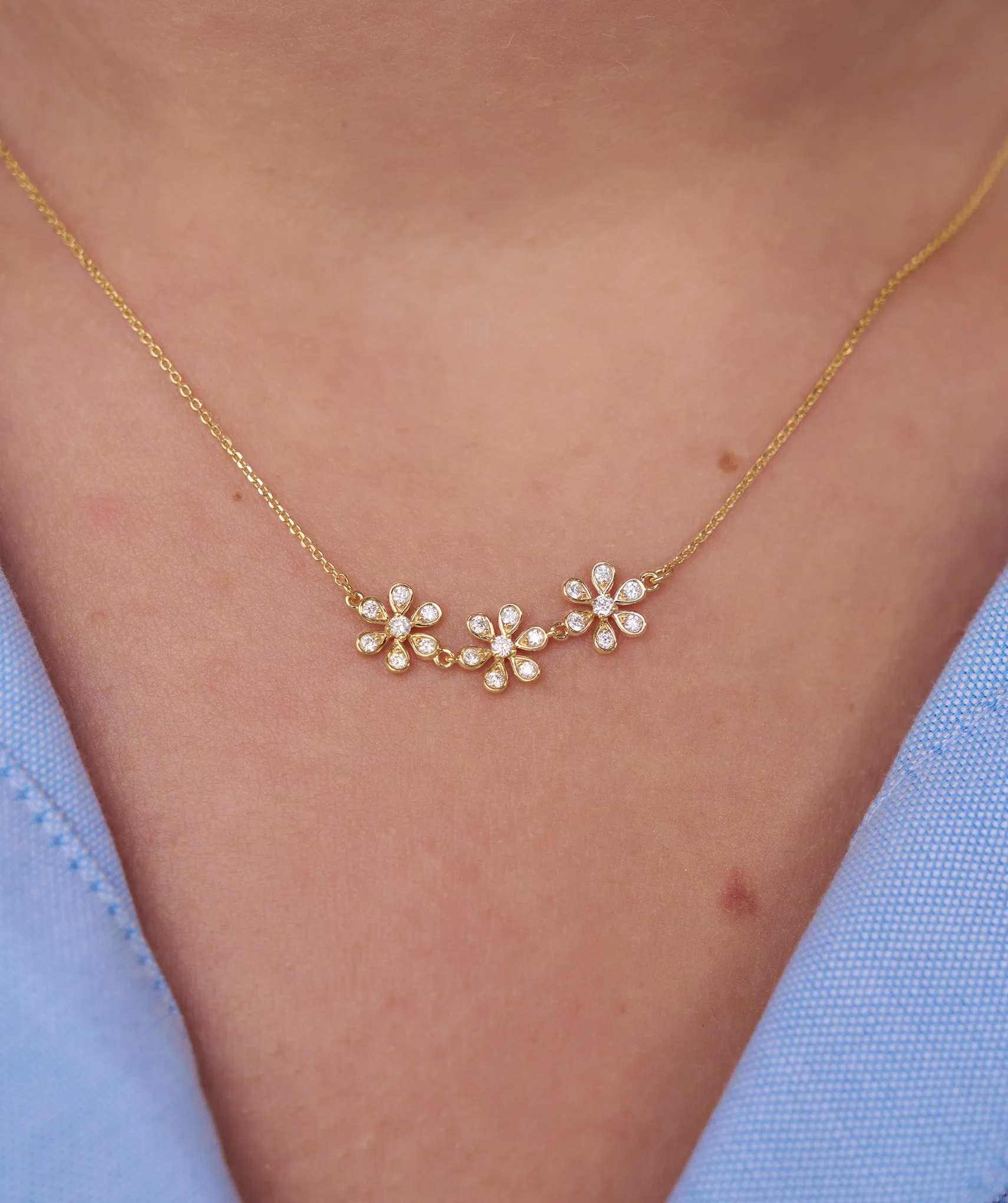 Triple Flower Diamond Necklace