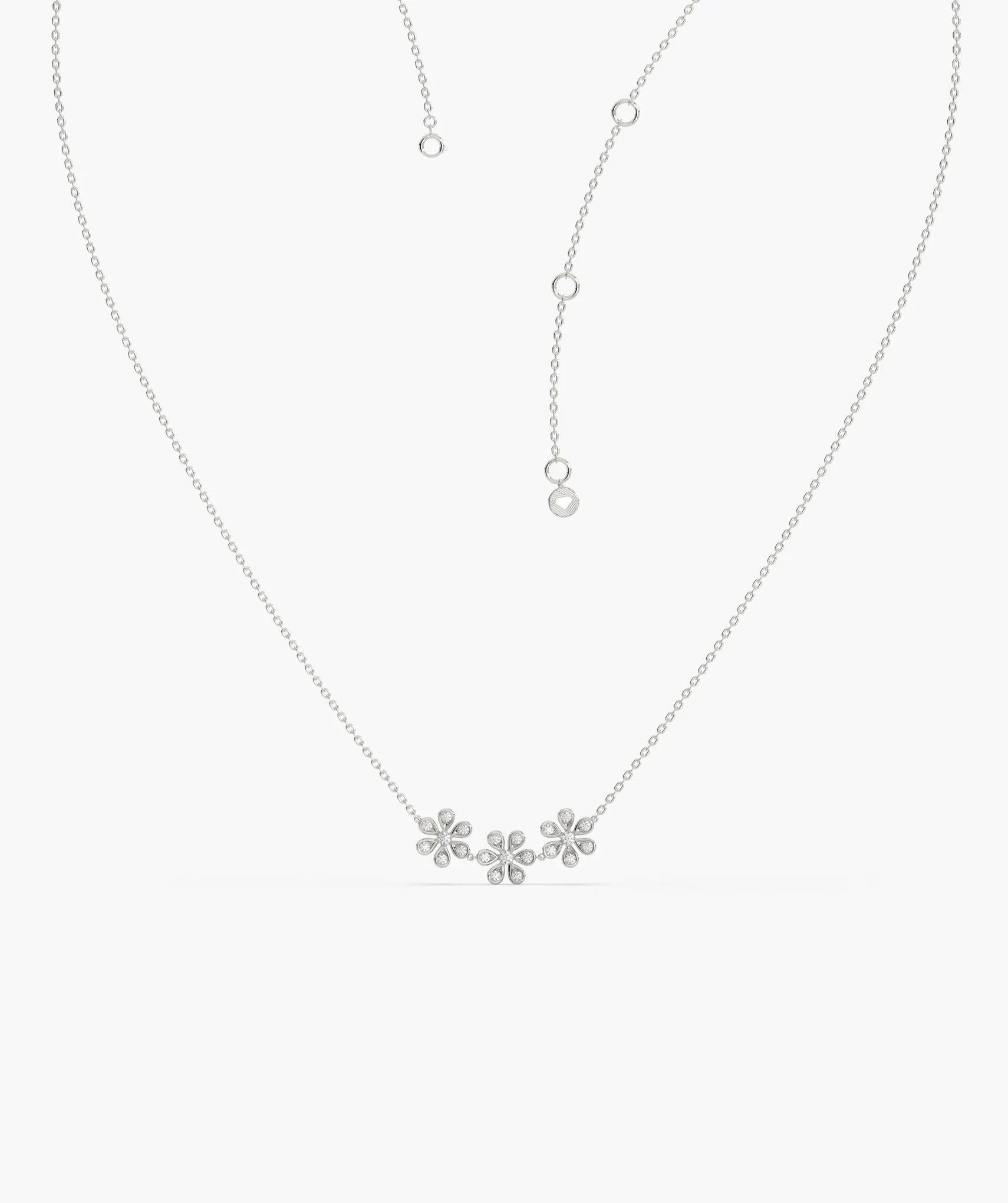 Triple Flower Diamond Necklace