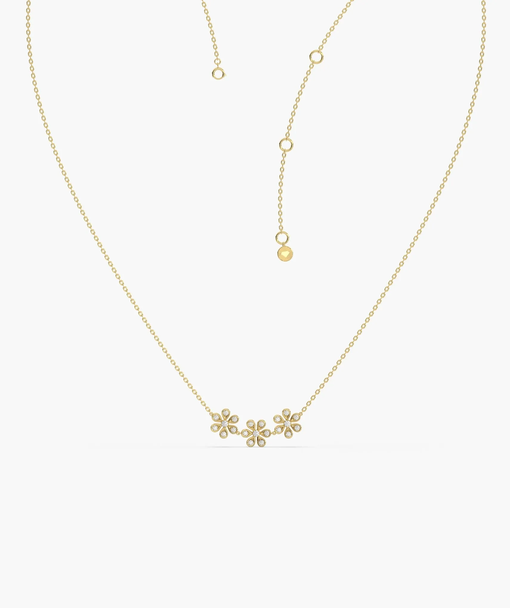 Triple Flower Diamond Necklace