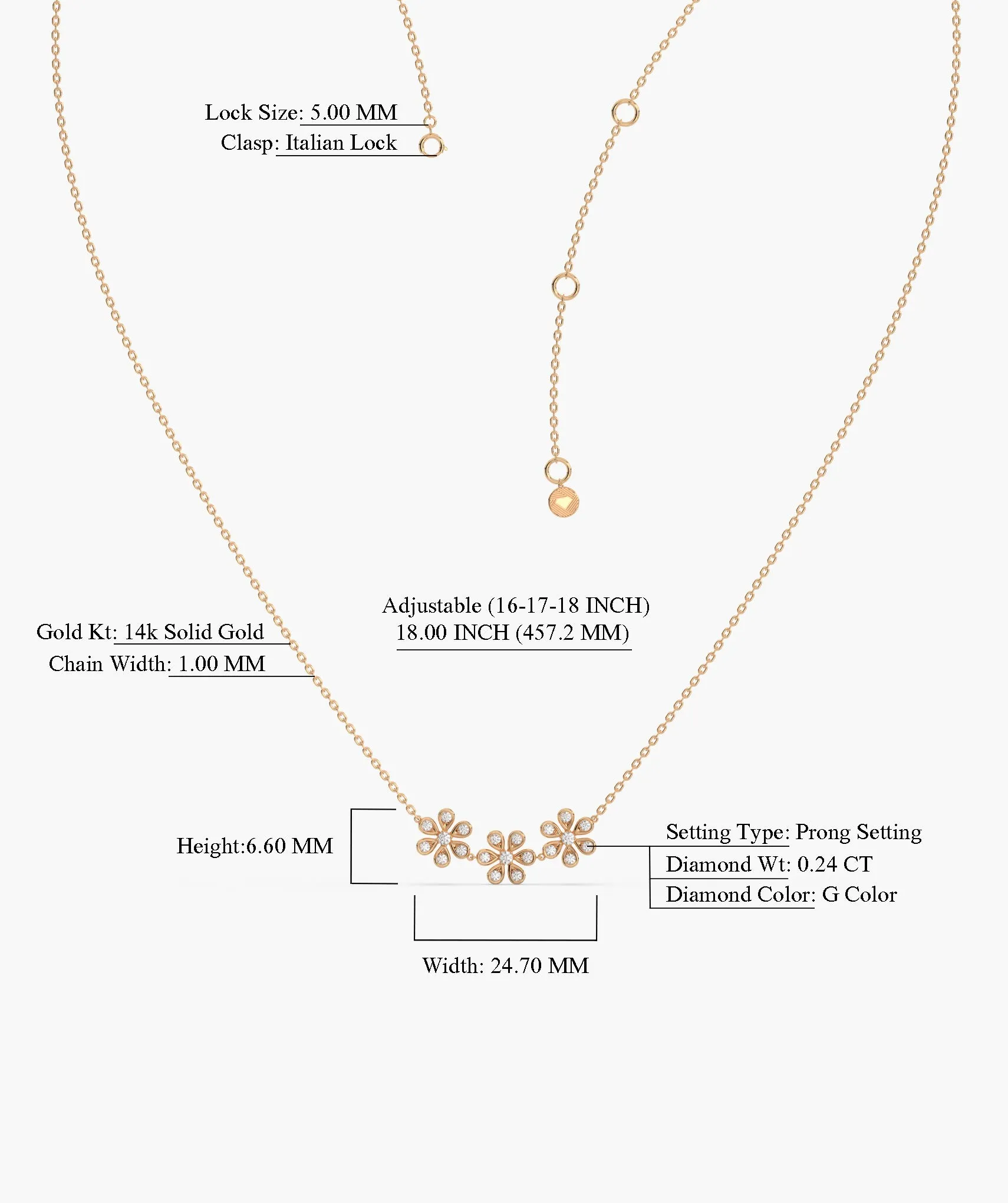 Triple Flower Diamond Necklace