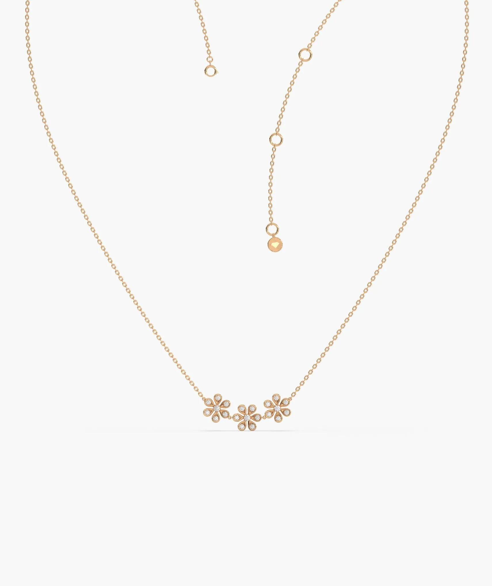 Triple Flower Diamond Necklace