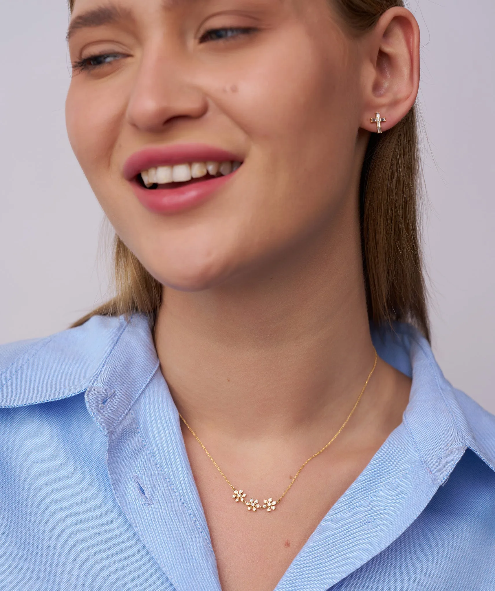 Triple Flower Diamond Necklace