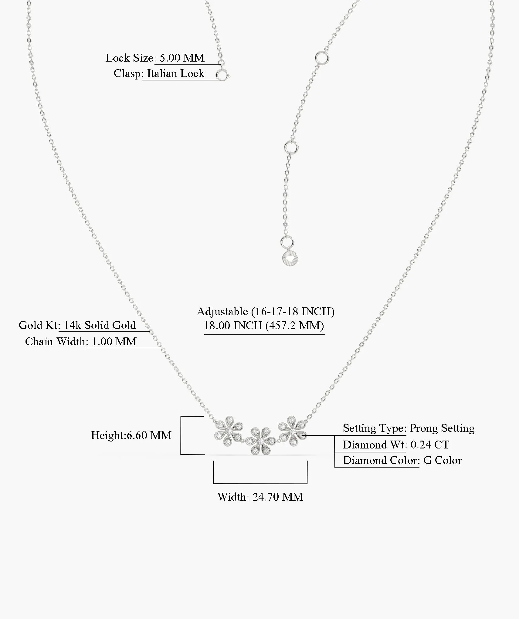 Triple Flower Diamond Necklace