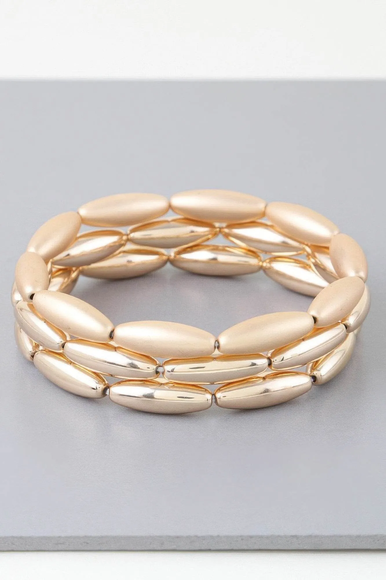 Triple Wide Beaded Cuff Bracelet