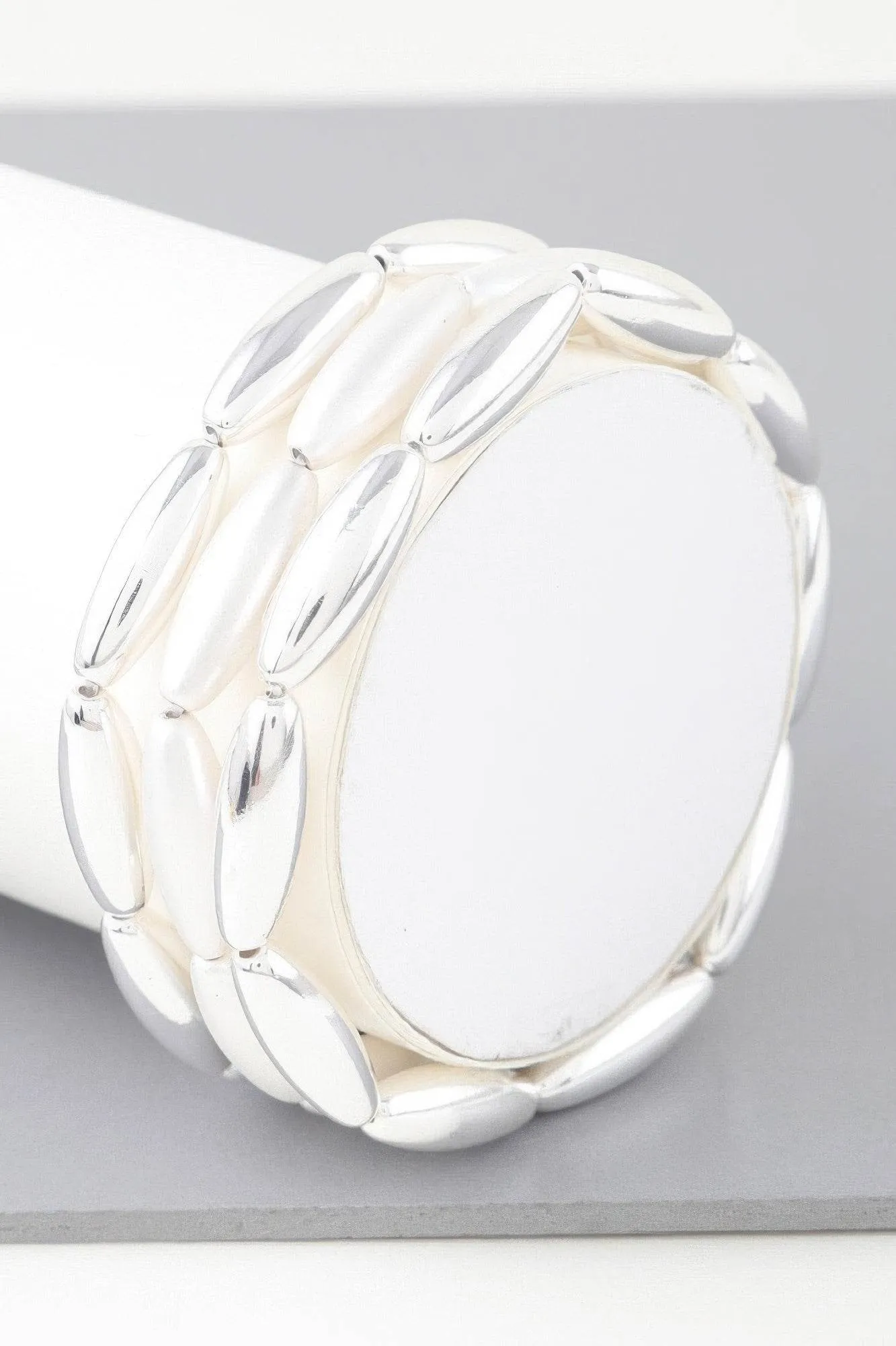 Triple Wide Beaded Cuff Bracelet