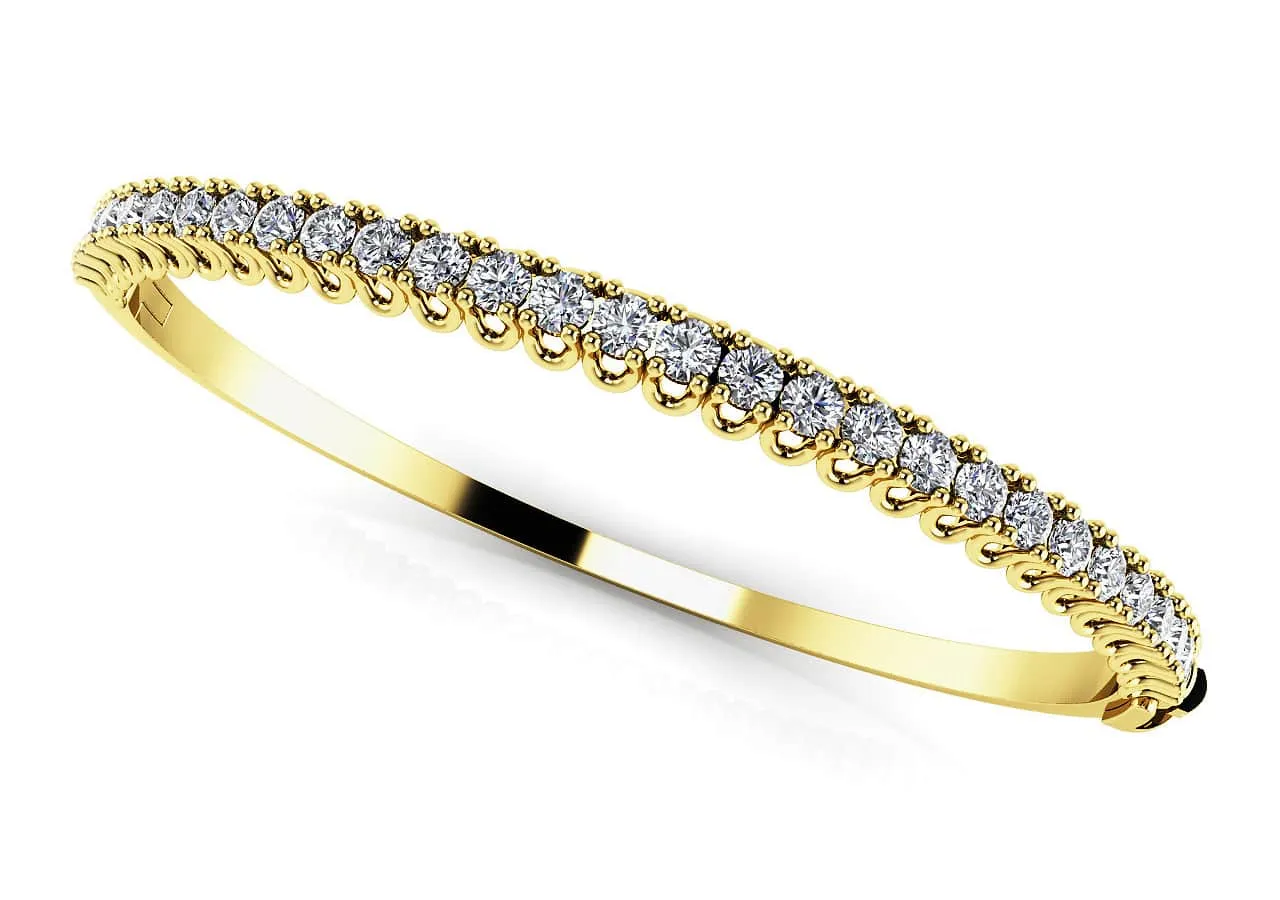 Unique Prong Diamond Bangle Lab-Grown Diamond Bracelet with 1.16 ct.(finished) 2mm