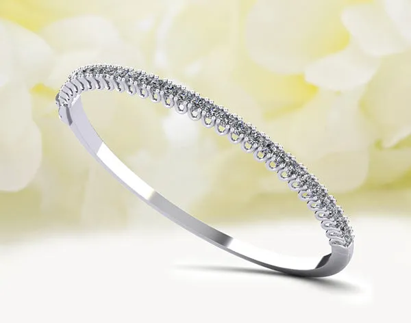 Unique Prong Diamond Bangle Lab-Grown Diamond Bracelet with 1.16 ct.(finished) 2mm