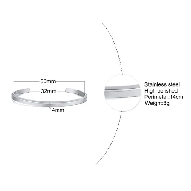 Unisex Casual 3mm to 16mm Flat Bangle Bracelet