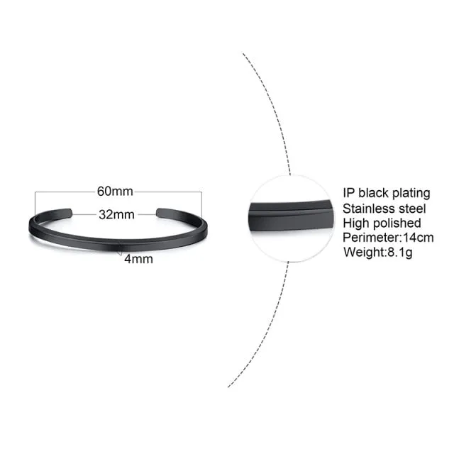 Unisex Casual 3mm to 16mm Flat Bangle Bracelet