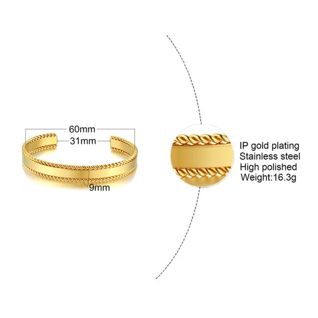 Unisex Casual 3mm to 16mm Flat Bangle Bracelet
