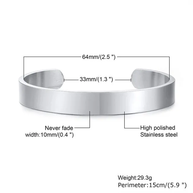 Unisex Casual 3mm to 16mm Flat Bangle Bracelet