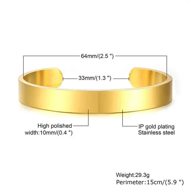 Unisex Casual 3mm to 16mm Flat Bangle Bracelet