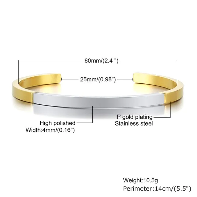 Unisex Casual 3mm to 16mm Flat Bangle Bracelet